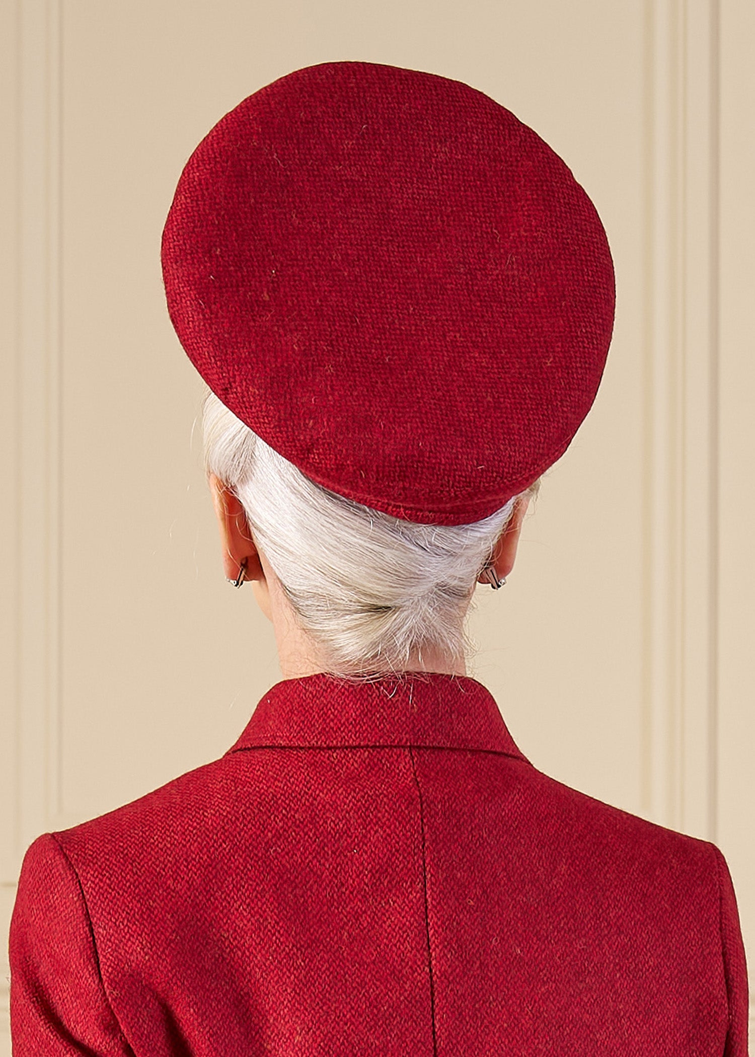 1940s Halo Beret - Ruby Red Wool