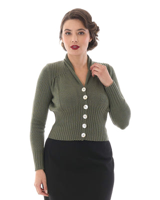 1950s Shawl Collar Cardigan - Sage