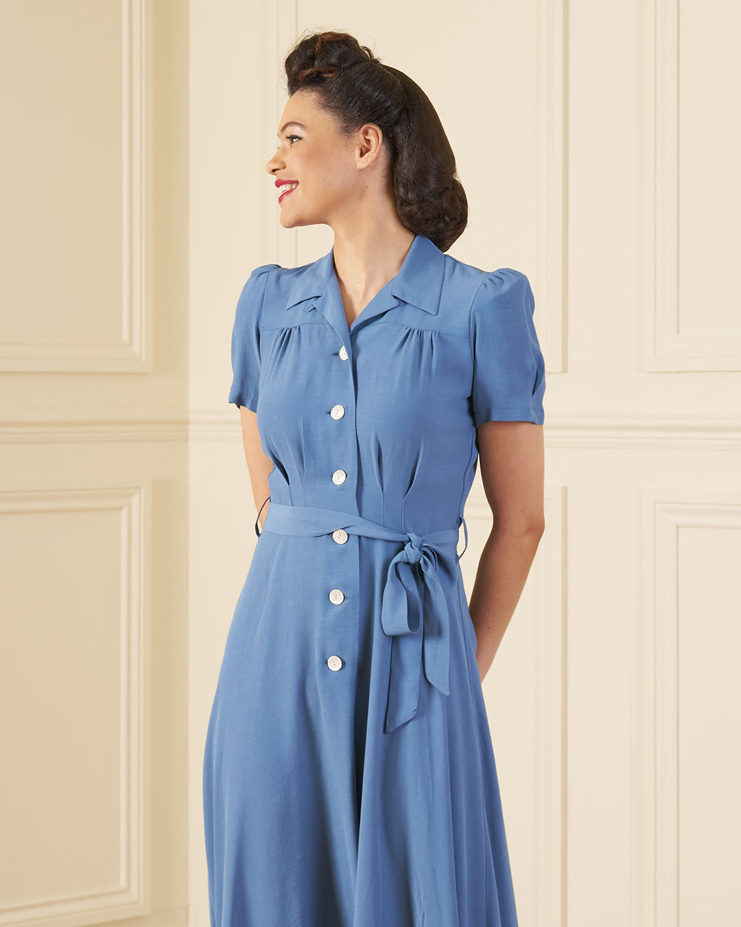 1940s Shirt-Waister Dress - Periwinkle