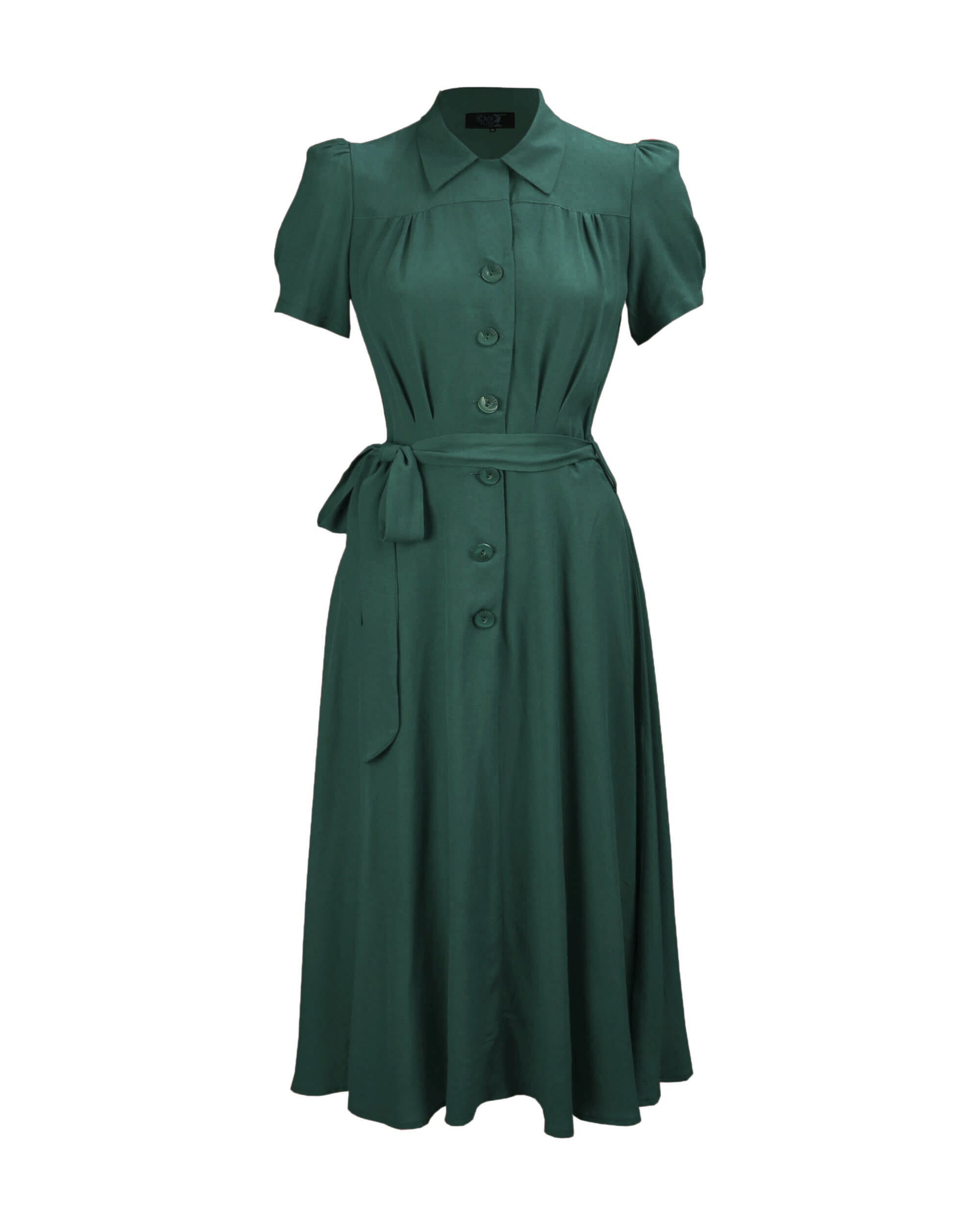 1940s Shirt-Waister Dress - Pine - product shot