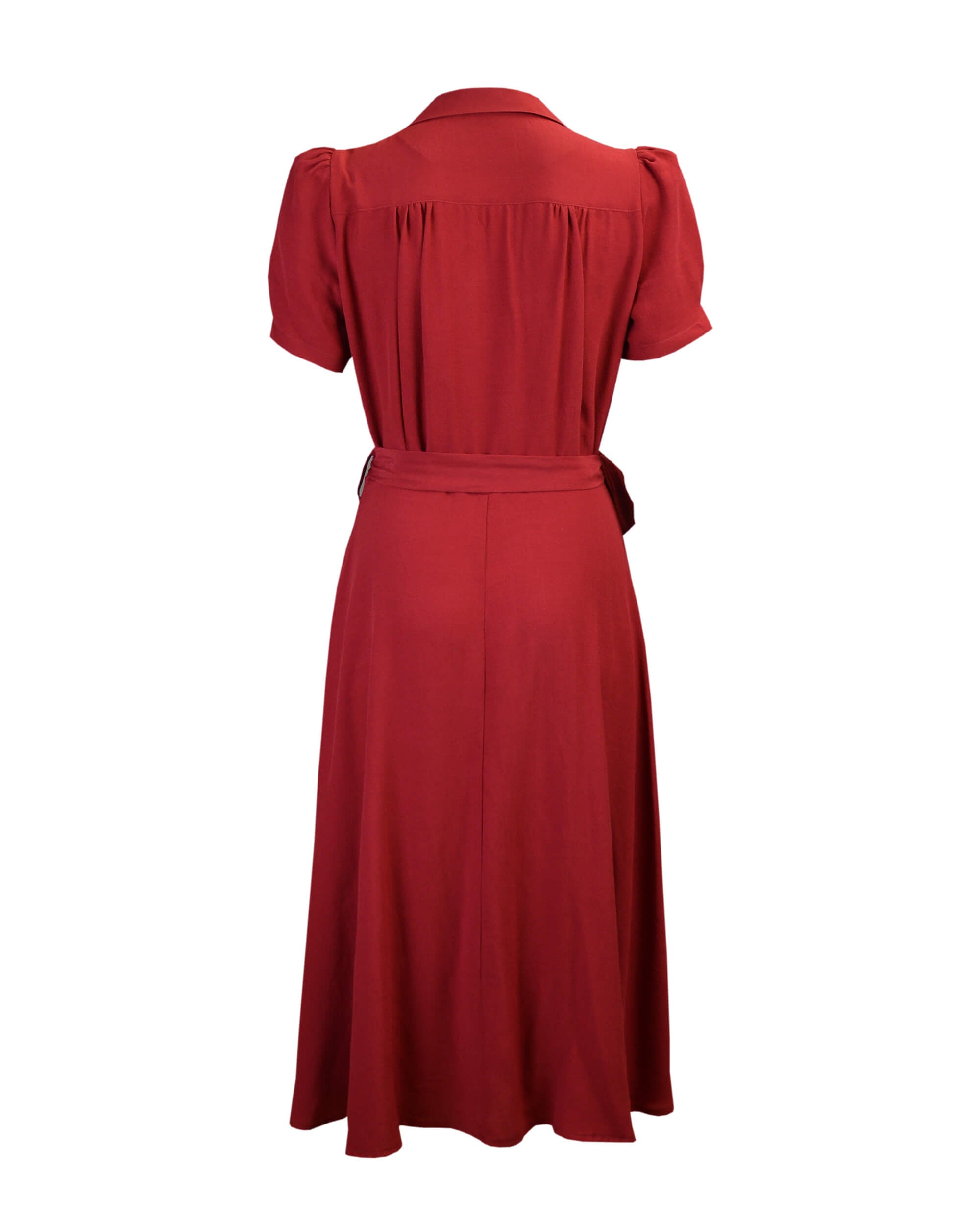 1940s Shirt-waister Dress - Cranberry