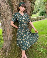 1940s Shirtwaister Dress - Green Floral