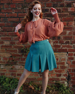 30s Pleated Shorts - Teal