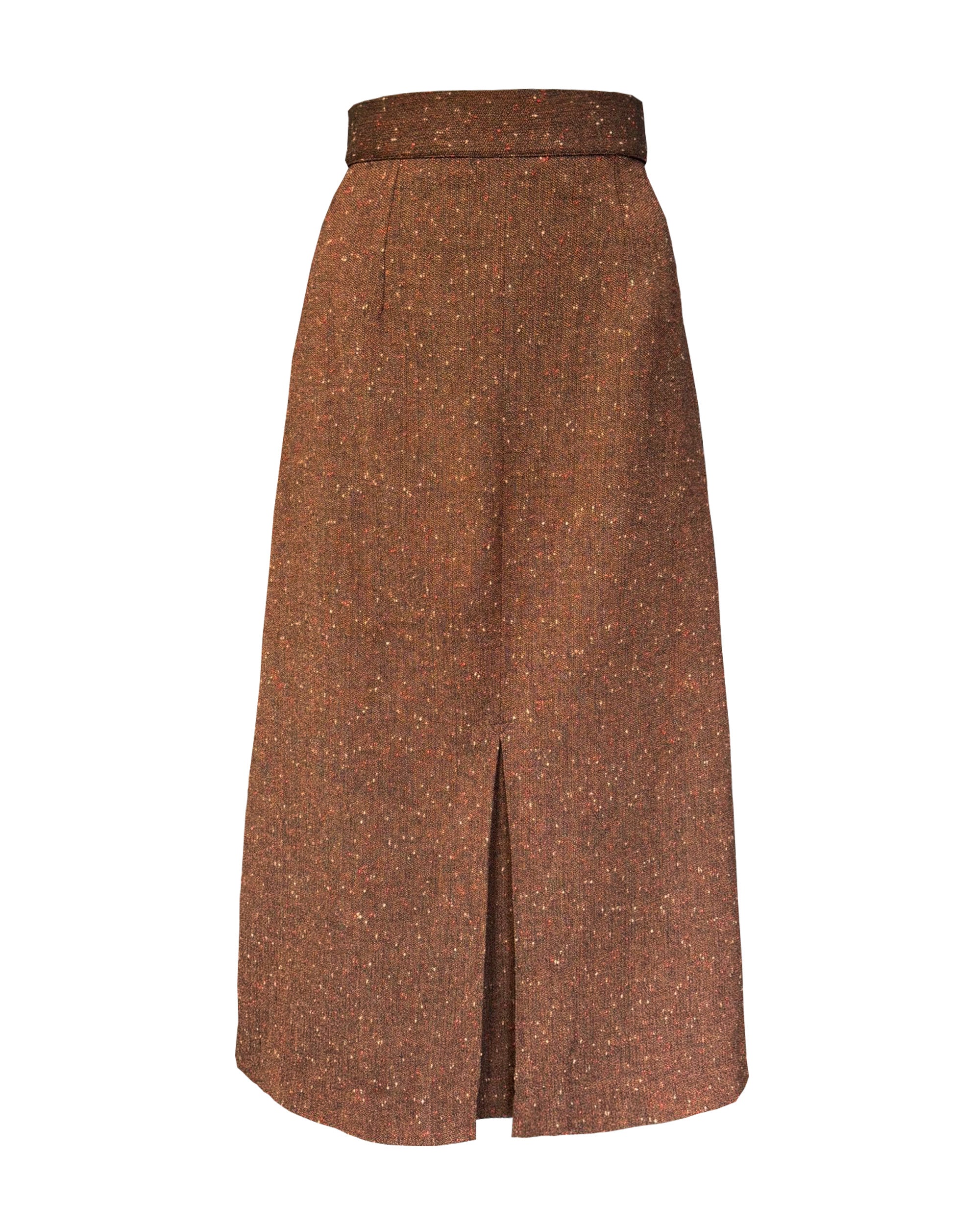 1930s Front Pleat Skirt in Amber Wool Silk