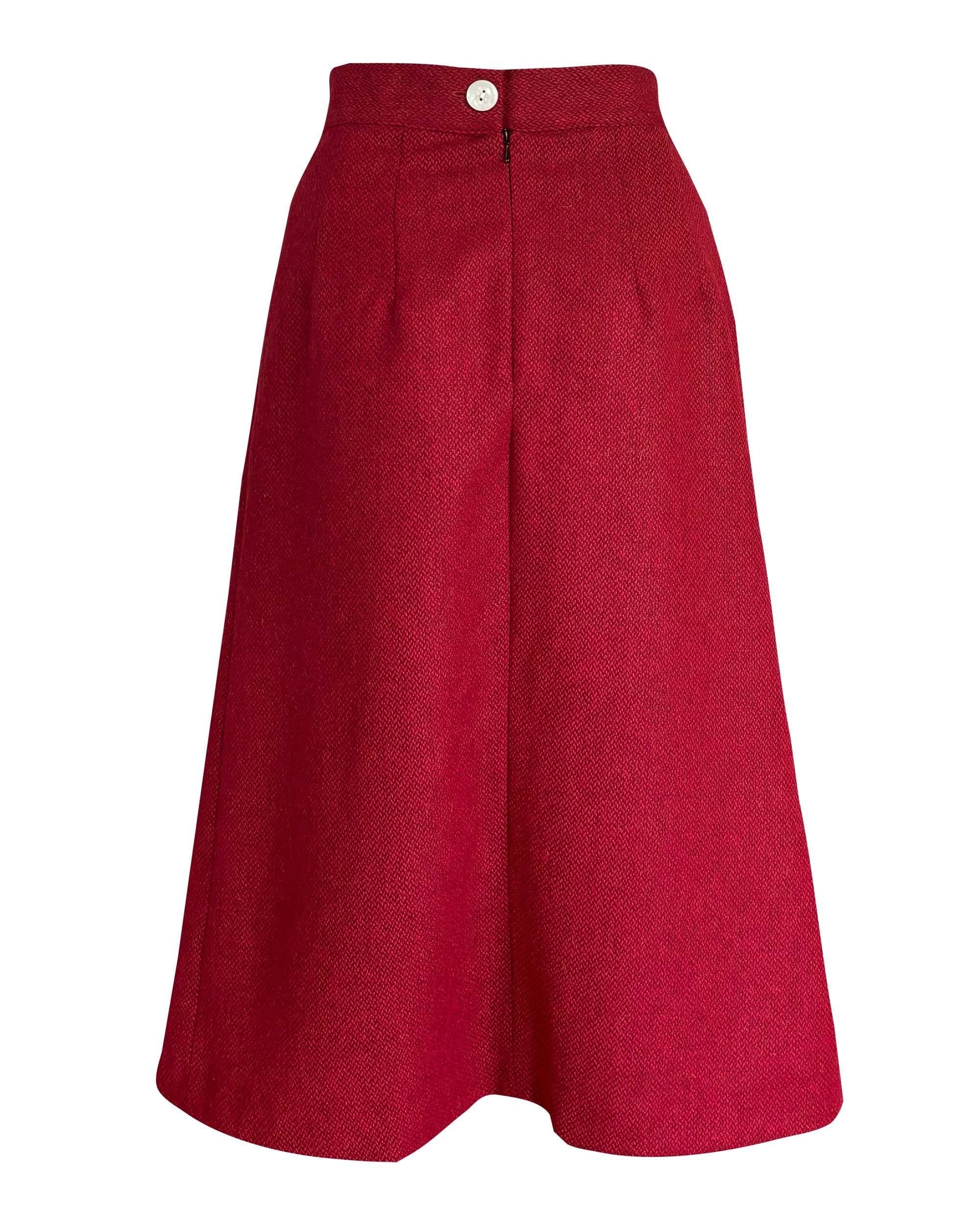 1940s Prim Pleated Skirt - Premium Ruby Wool