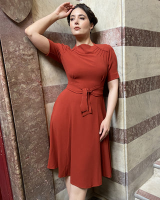 1940s Stanwyck Dress - Rust