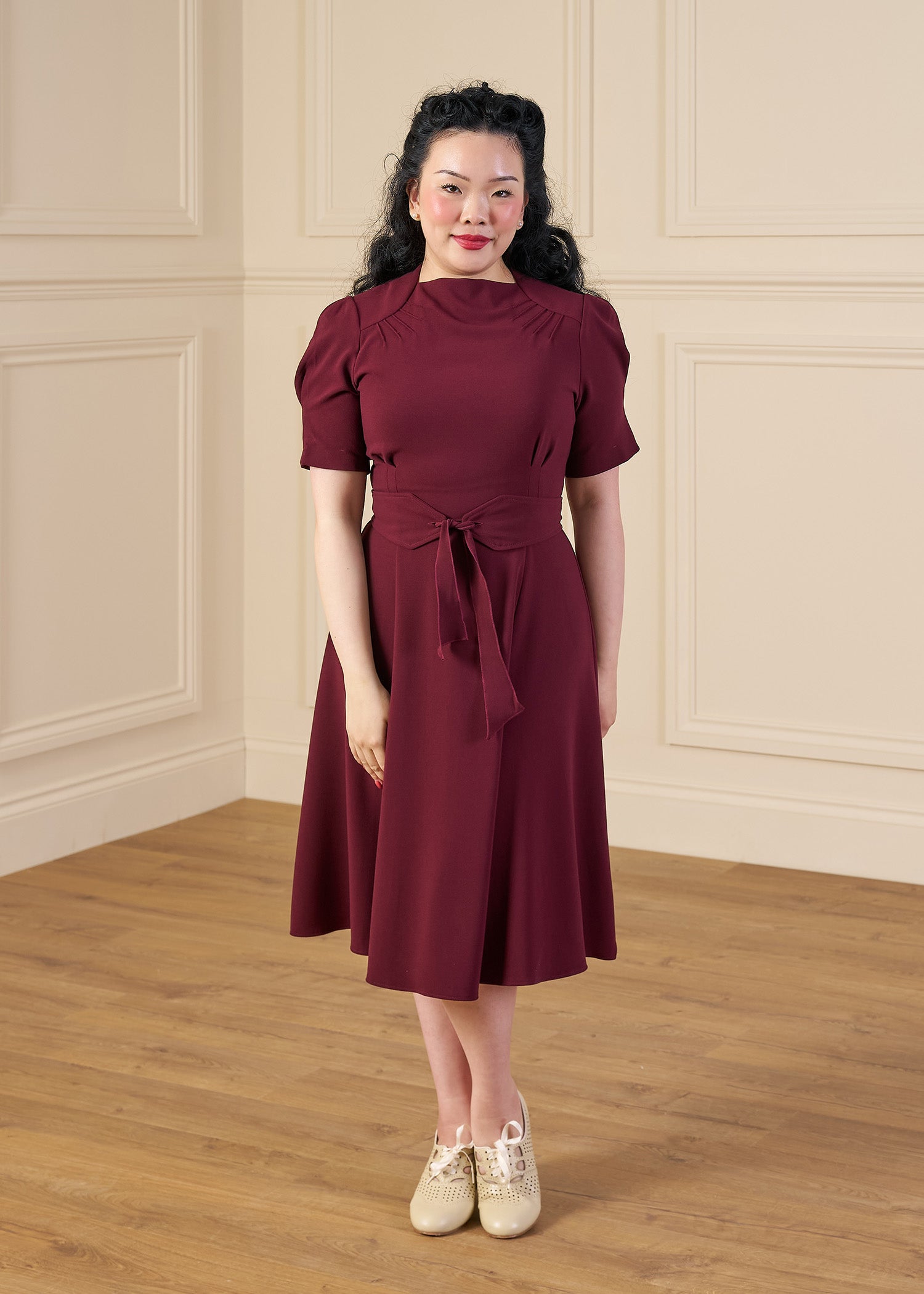 1940s Stanwyck Dress - Aubergine
