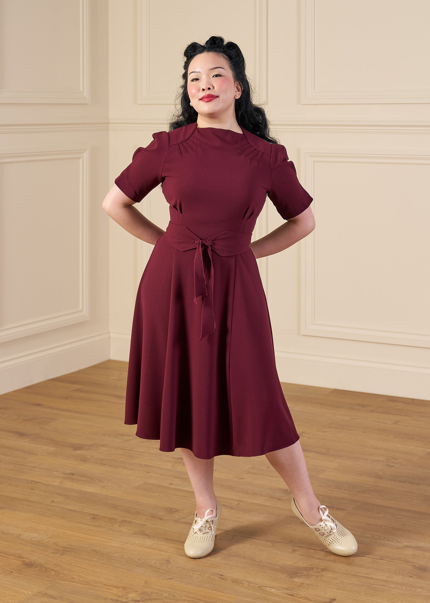 1940s Stanwyck Dress - Aubergine