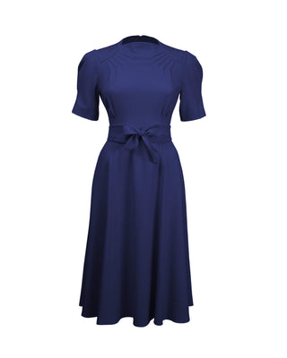 1940s Stanwyck Dress - Navy