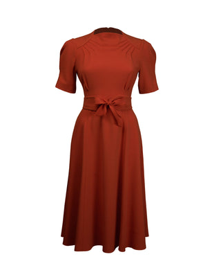 1940s Dress Styles- Casual to Cocktail 1940s Stanwyck Dress - Rust1940s Stanwyck Dress - Rust  AT vintagedancer.com