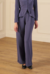 1940s Hepburn Pleated Trousers - Steel