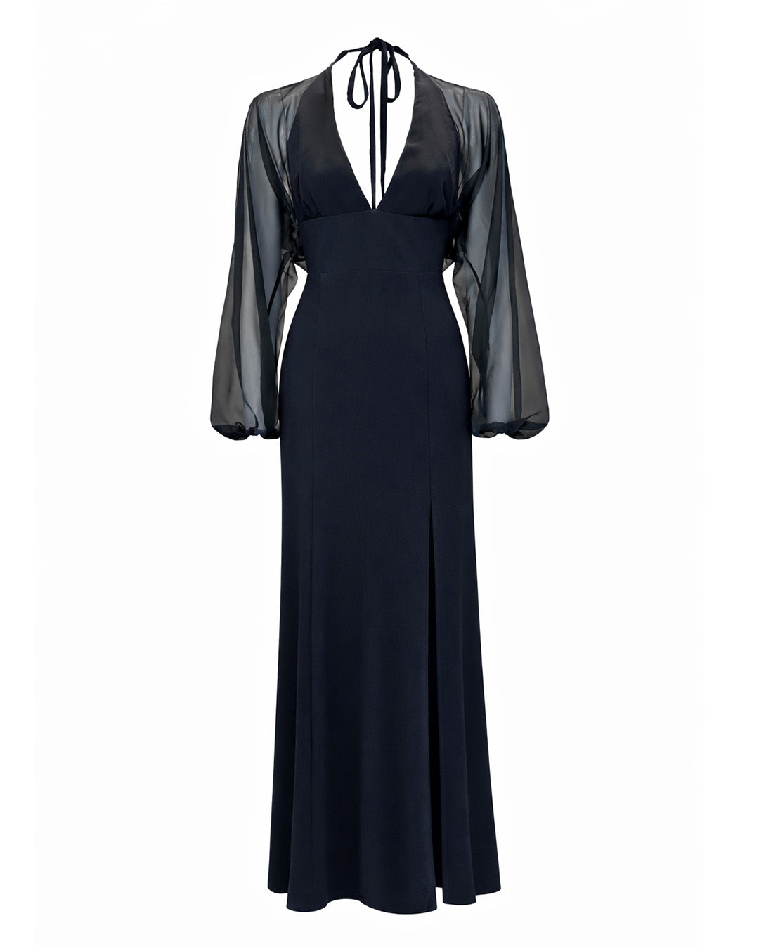 1970s Studio 54 Slit Gown - Black - product shot