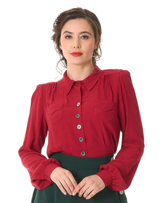 40s Sweetheart Blouse - Cranberry