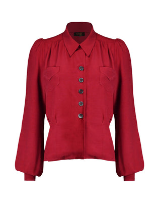 40s Sweetheart Blouse - Cranberry