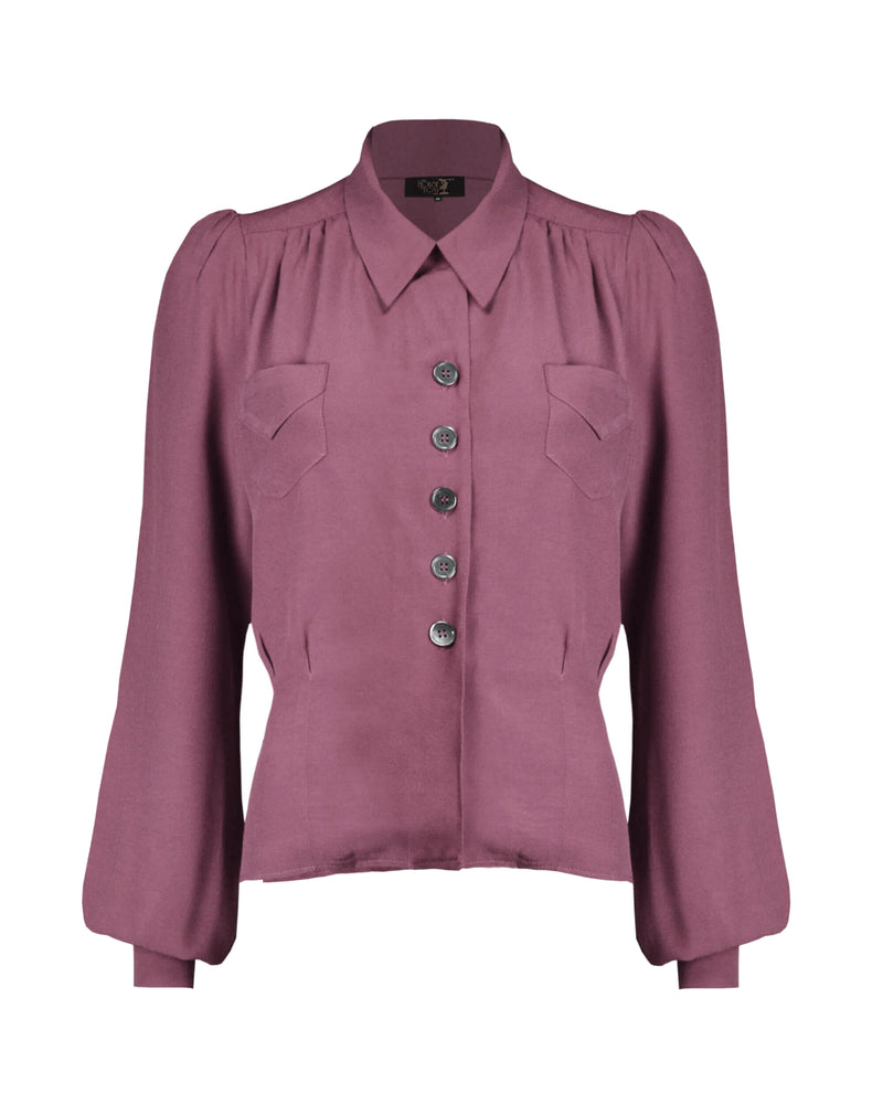 1940s Sweetheart Blouse - Plum