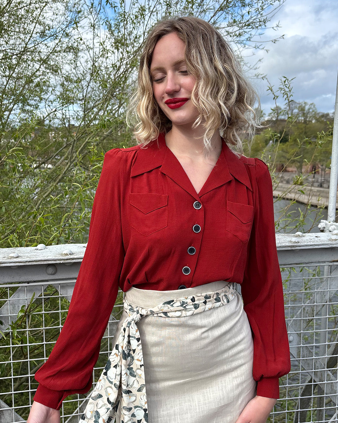 1940s Sweetheart Blouse - Rust
