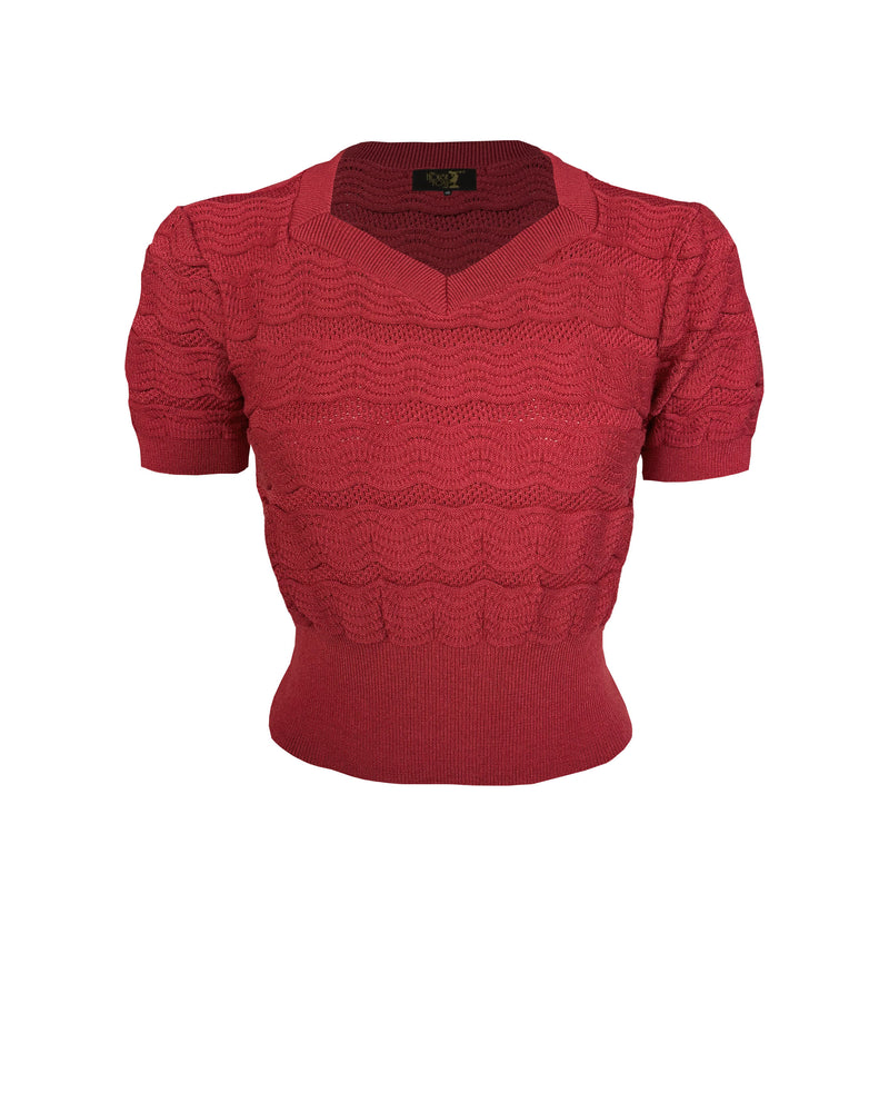 1940s Sweetheart Sweater in Chilli