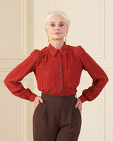 1940s Sweetheart Blouse - Rust