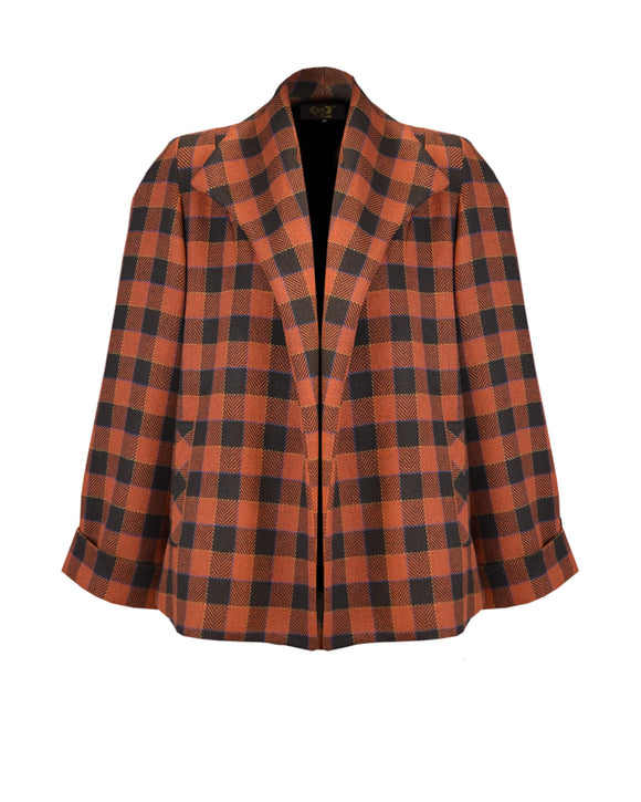 40s Spear Collar Swing Coat - Brown Orange Check – House of Foxy