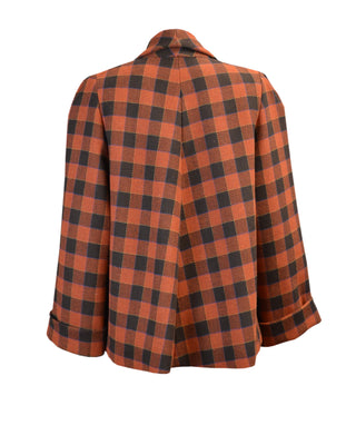 40s Spear Collar Swing Coat - Brown Orange Check