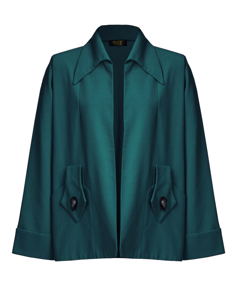 1940s/50s Swing Coat in Bottle Green