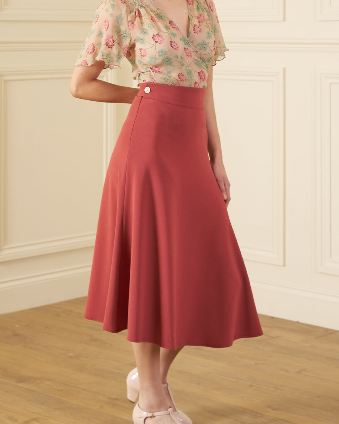 1930s Swirl Skirt - Rosewood