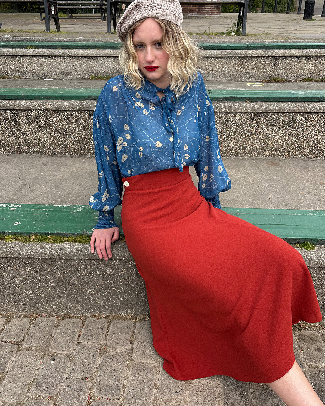 1930s Swirl Skirt - Rust
