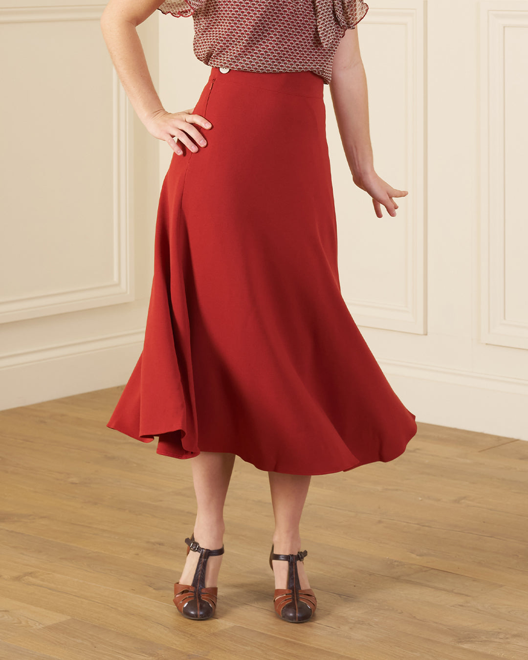 1930s Swirl Skirt - Rust