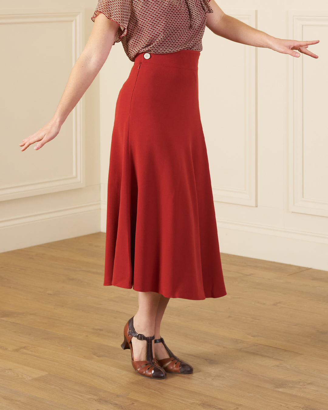 1930s Swirl Skirt - Rust