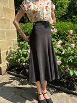 1930s Swirl Skirt - Black Crepe