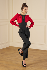 1970s Sydney Jumpsuit - Red & Black - model shot