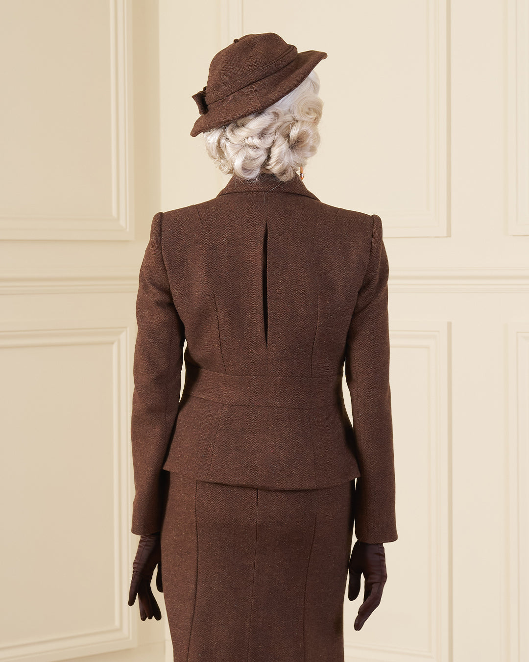 1930s Harbour Belle Bow Hat - Mahogany Herringbone