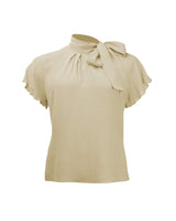 30s Tie Neck Blouse - Antique Crepe