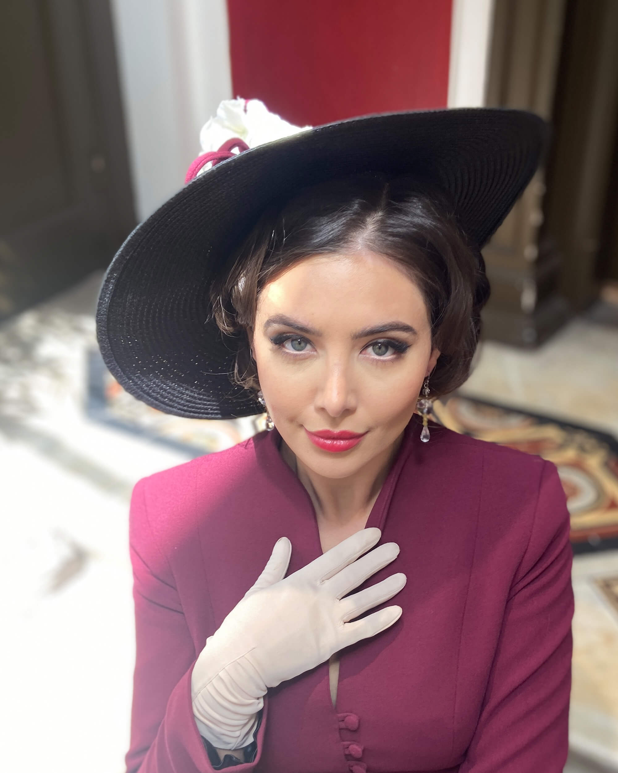 1950s Tilted Hat - berry