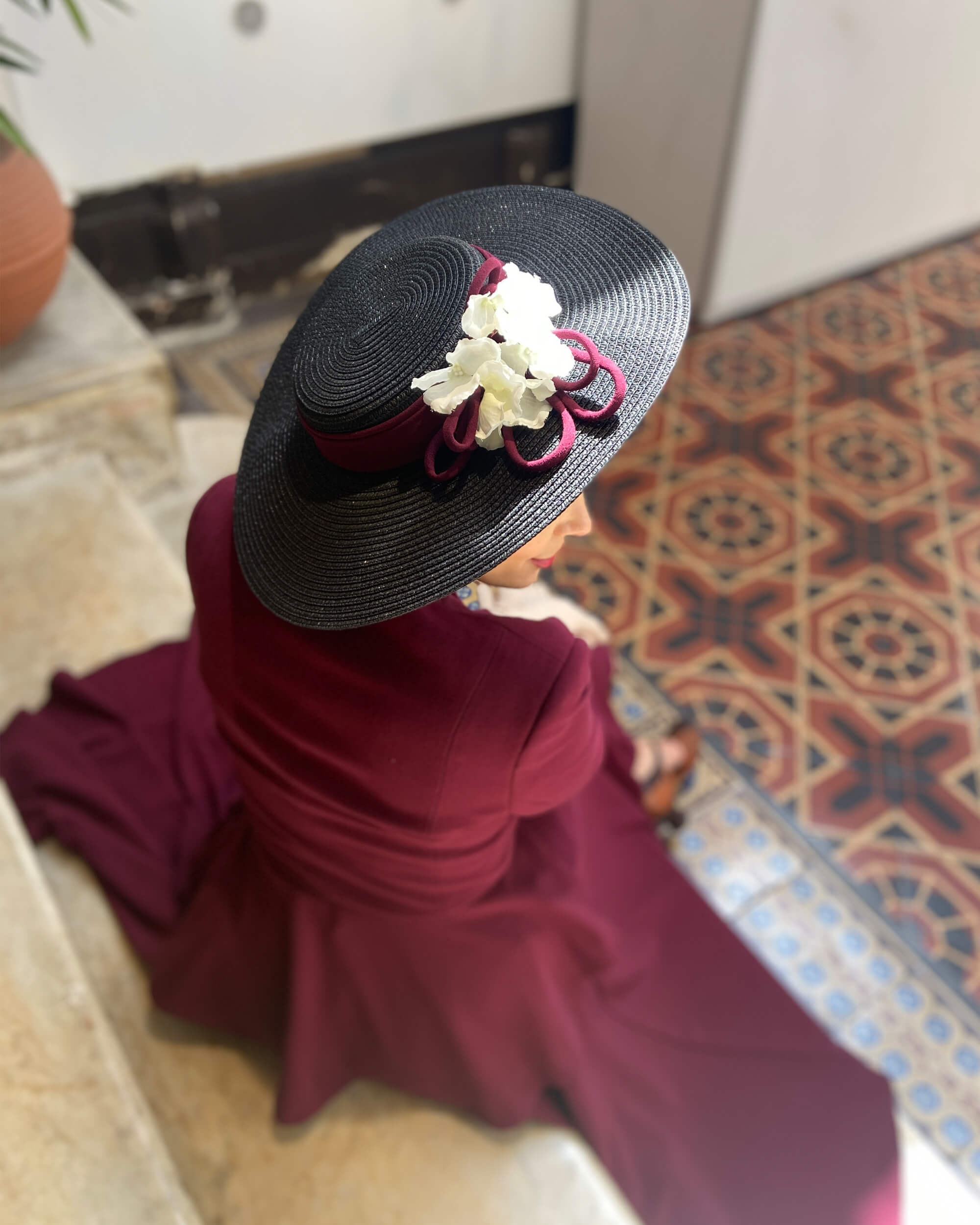 1950s Tilted Hat - berry
