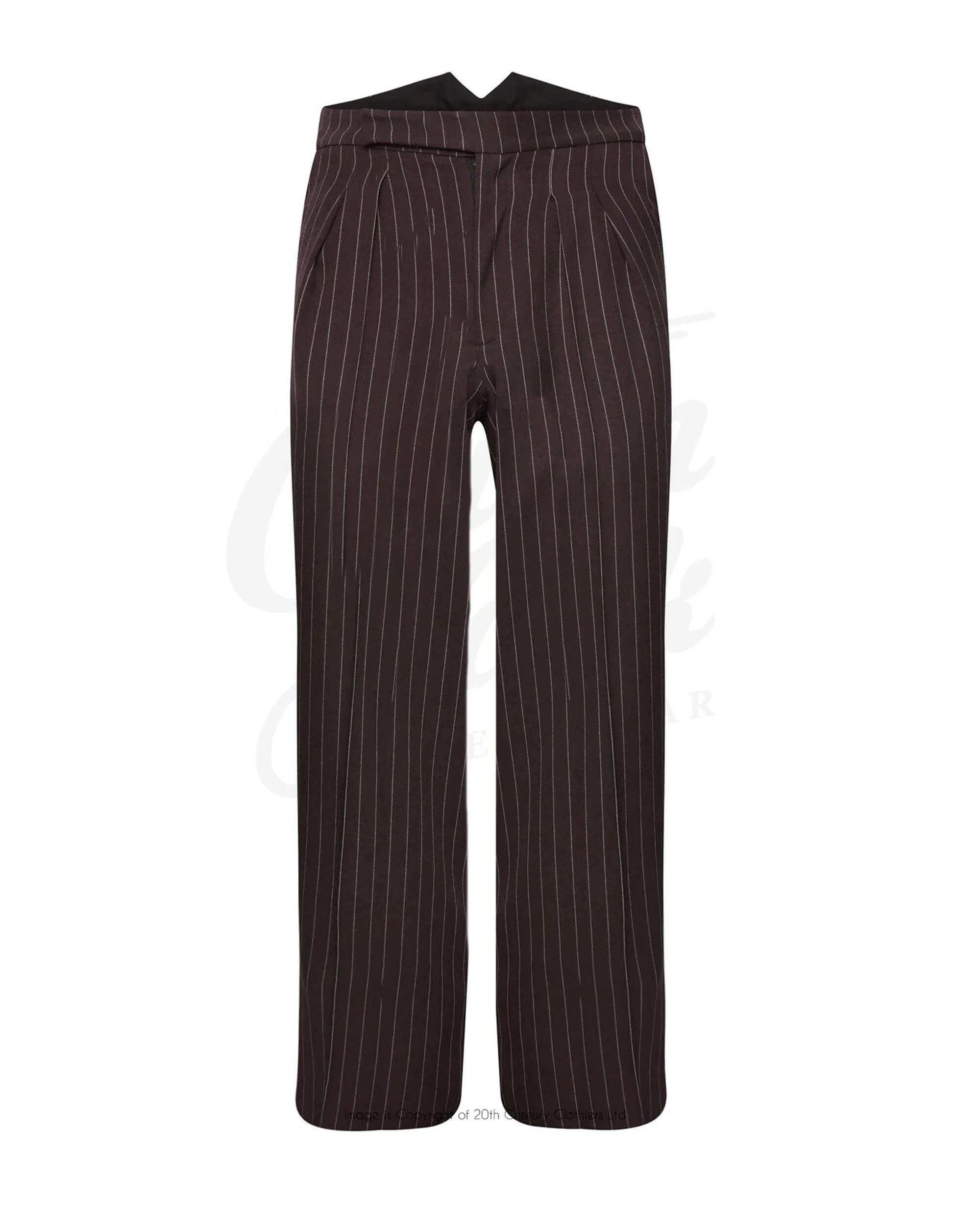 Fishtail Back Trousers - Pin Stripe Brown