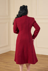 1930s/40s Princess Line Coat in Cranberry Red Wool