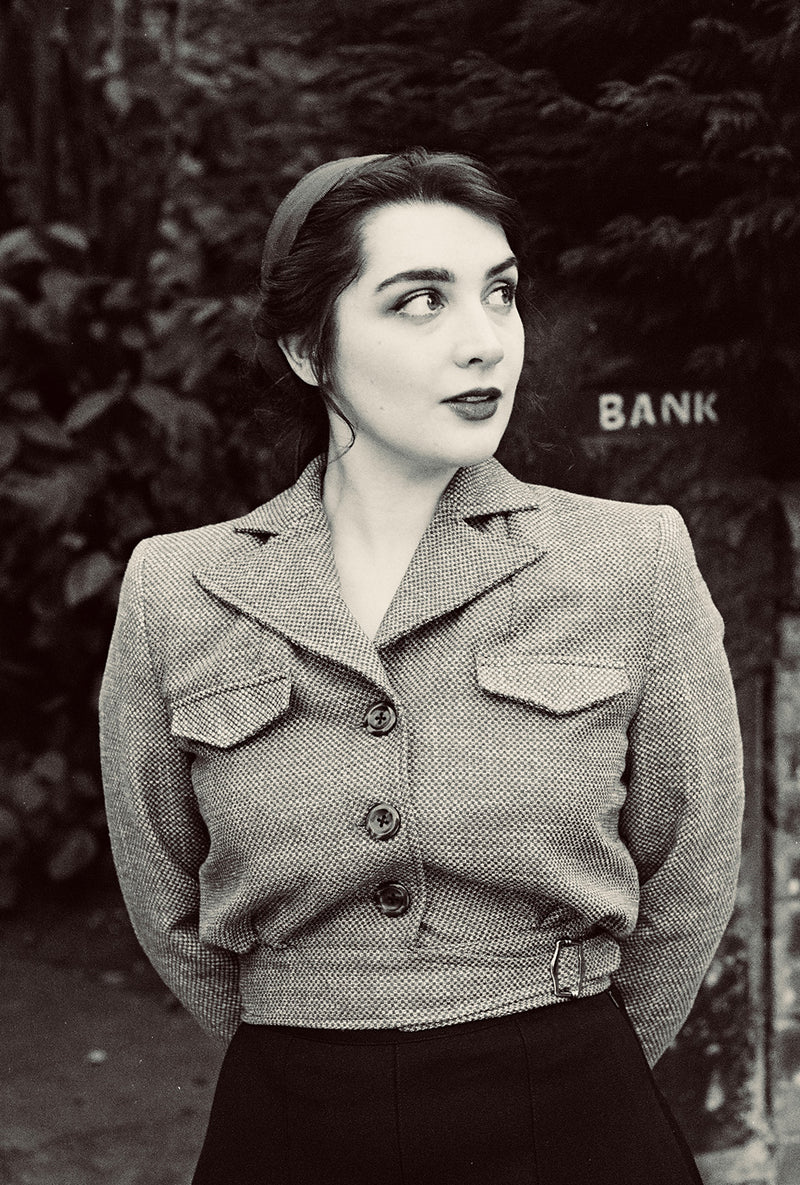 1940s Utility Buckle Jacket in Blue Wool