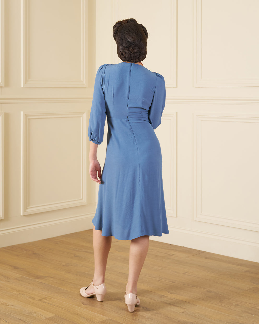1940s Vera Tea Dress - Periwinkle
