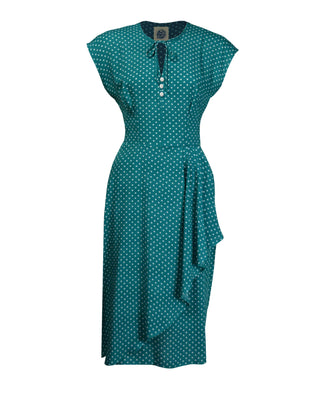 Veronica Tea Dress - Emerald Polka