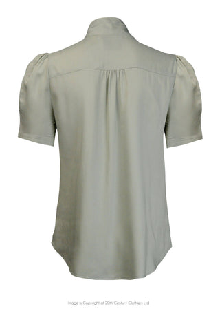 Retro Pussy Bow Blouse - Sage