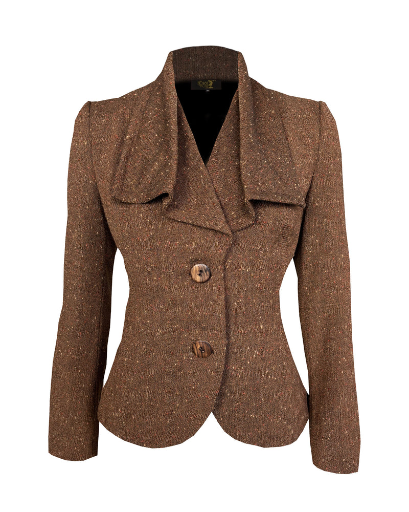 1930s Voyage Waterfall Jacket in Amber Wool