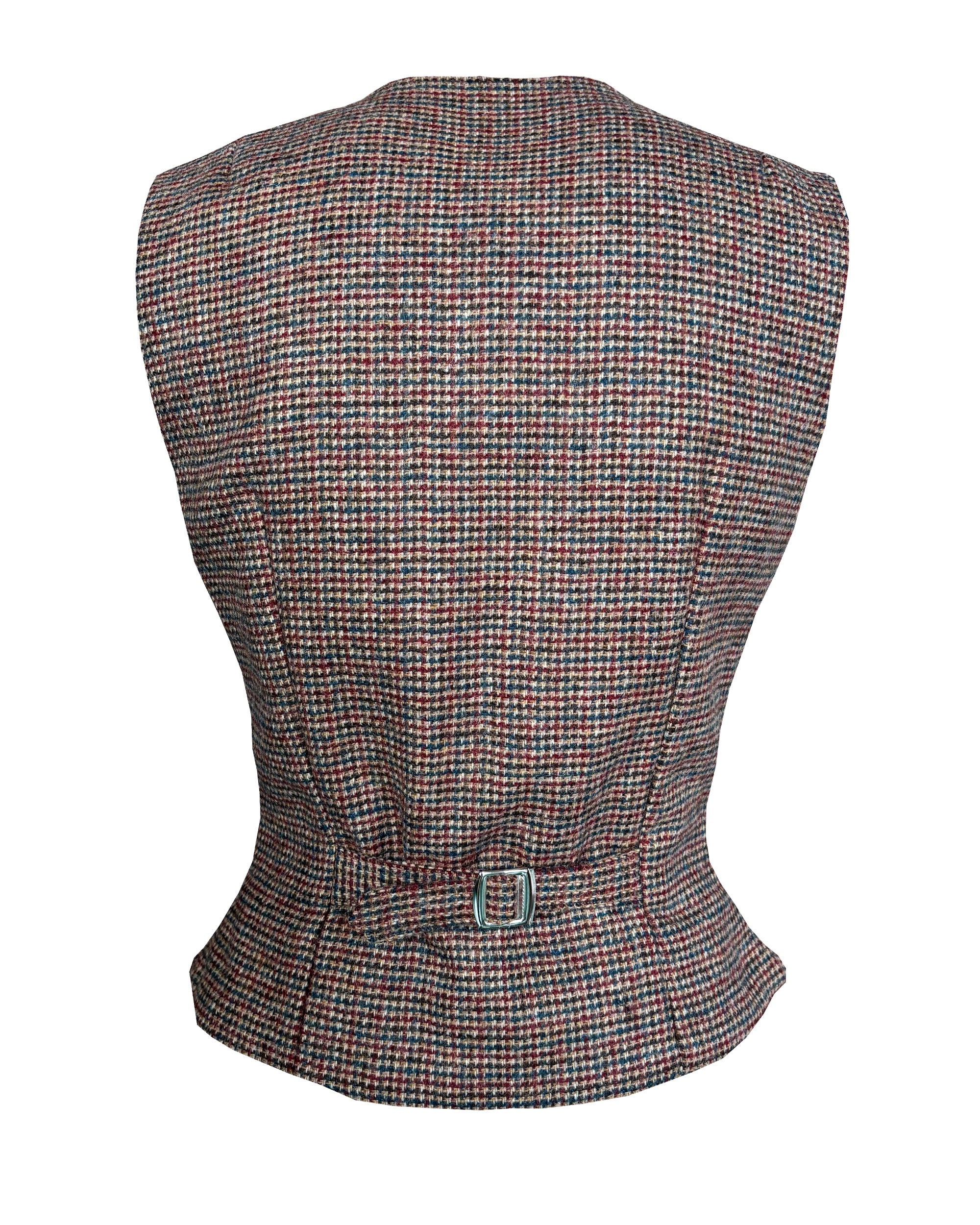 Margot Fitted Waistcoat in Walnut Check Wool
