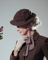 1930s Harbour Belle Bow Hat - Mahogany Herringbone