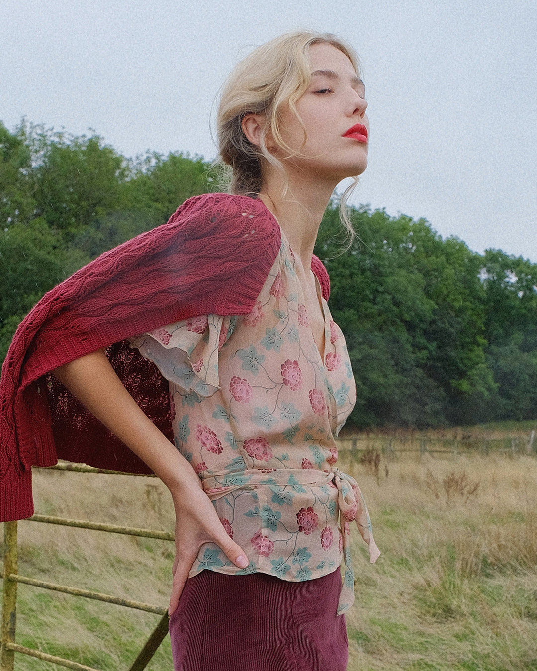 1930s Wrap Blouse - Hydrangea Georgette