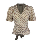 1930s Wrap Blouse in Oakline Stripe