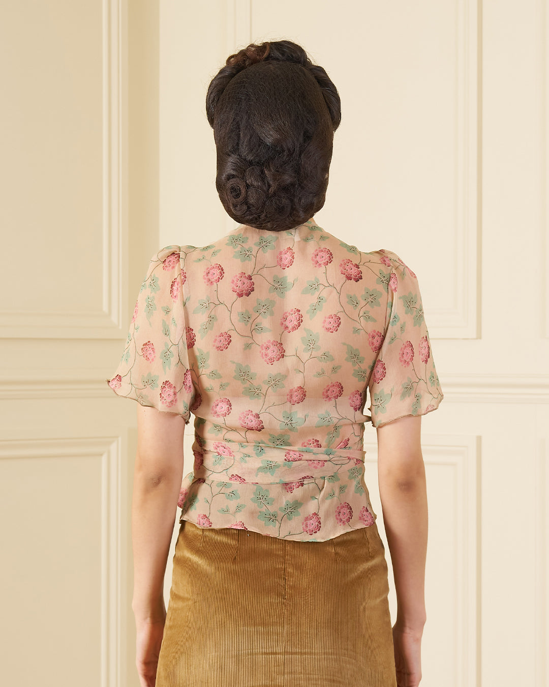 1930s Wrap Blouse - Hydrangea Georgette